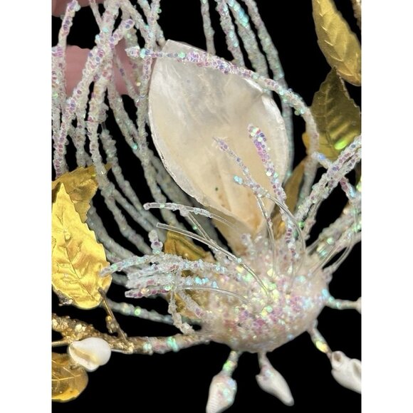 Vintage Round Wire Seashell Underwater Scene Christmas Ornament Silvestri 4" - Picture 5 of 8